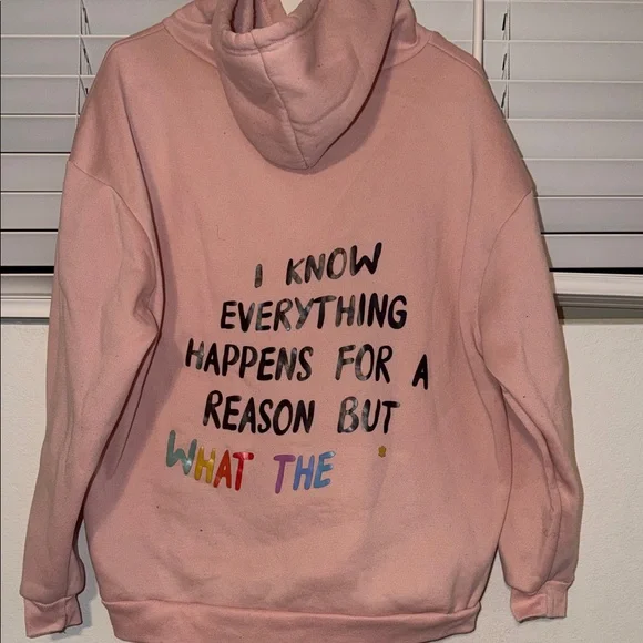 Playful Pink Hoodie with Graphic Text - Picture 1 of 5
